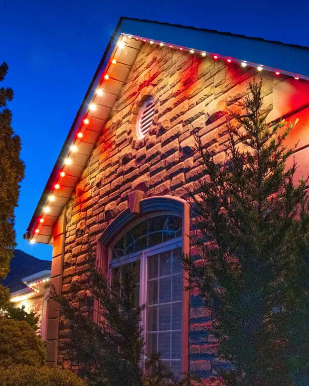 Gemstone Lights on a home