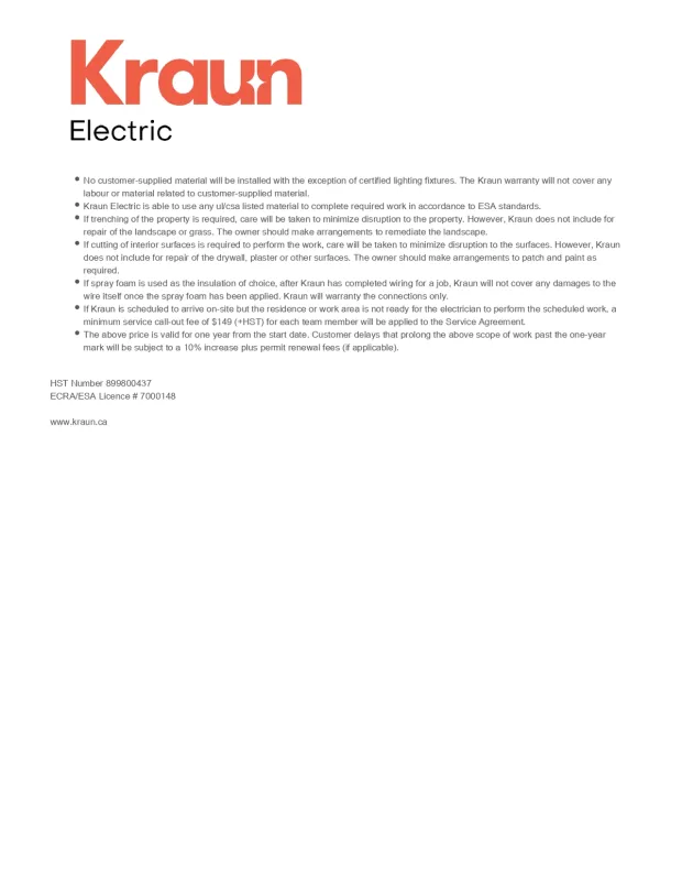 An electrical service quote