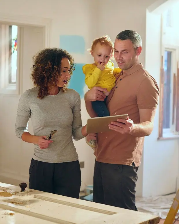 a family is planning their home reno