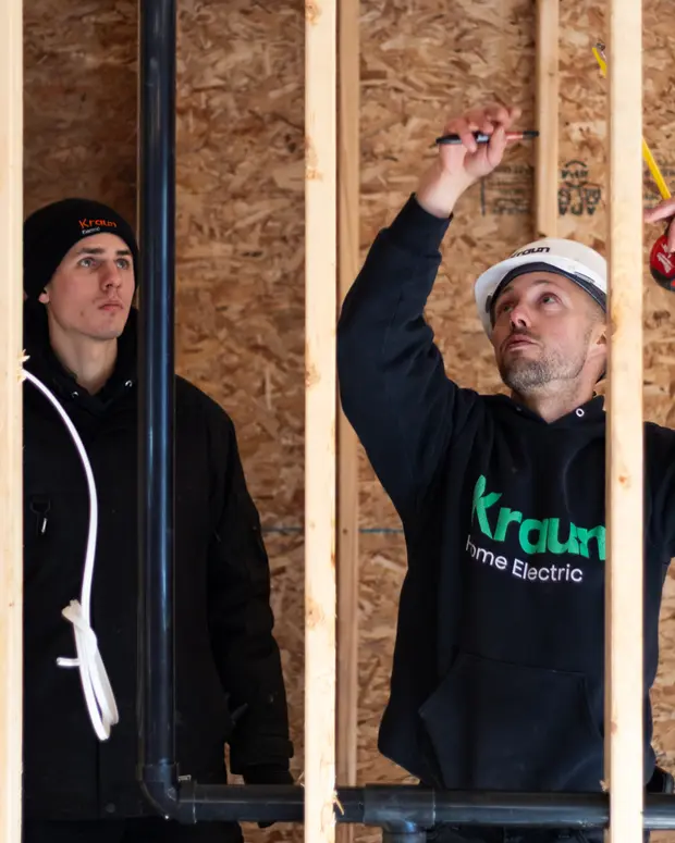 Electricians building a home and doing a rough in