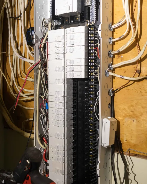 An electrical panel getting upgraded
