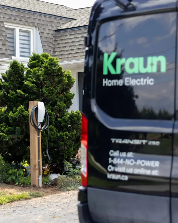 Kraun installing an EV charger